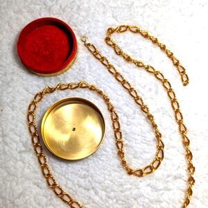 Vintage Napier Goldtone Chain Link Necklace w/ Brass Tin Container